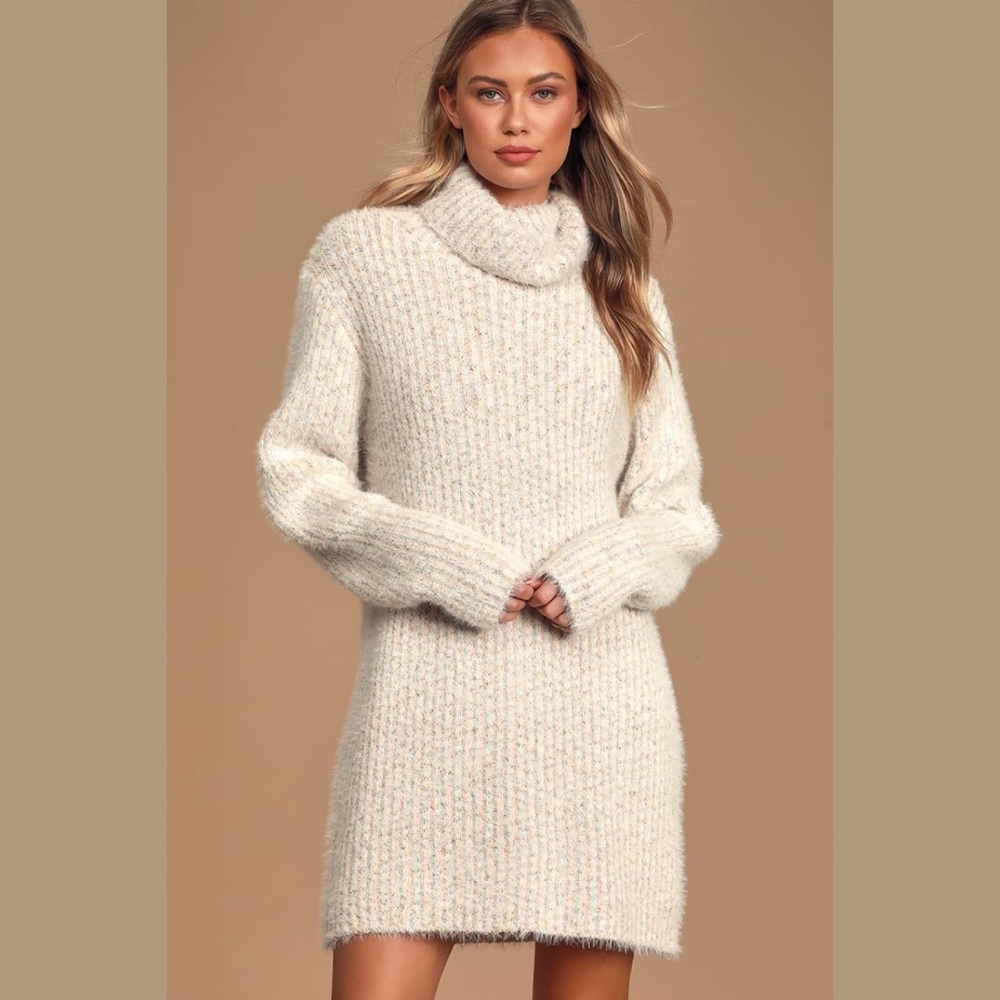 NWT Lulu’s Sweet Whispers Eyelash Sweater Dress